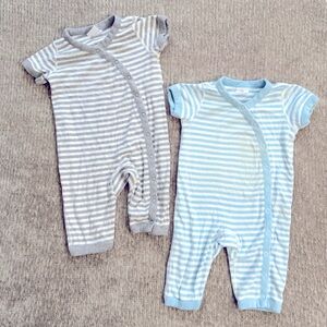 Hanna Andersson Baby Striped Romper Lot | Size 70 (6-12M) Organic Cotton